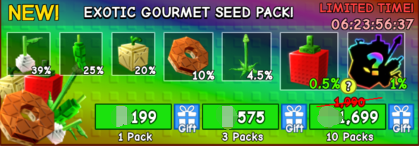 Grow a Garden Items All Server Exotic Gourmet Seed Pack*10