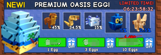 Grow a Garden Items All Server Premium Oasis Egg * 3