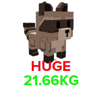 Grow a Garden Items All Server Raccoon (HUGE) (21.66KG Age 25)