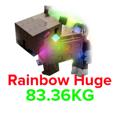 Grow a Garden Items All Server Rainbow Capybara (HUGE) (83.36KG Age 100)